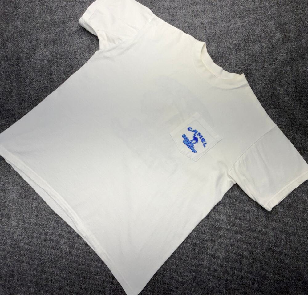 Vintage 1996 Camel Groove Blender Made in U.S.A. SS Pocket T Shirt White XL